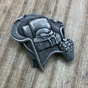 Birds & Bloom 2008 Vintage Pewter Garden Chair W/Flowers  Birds Brooch